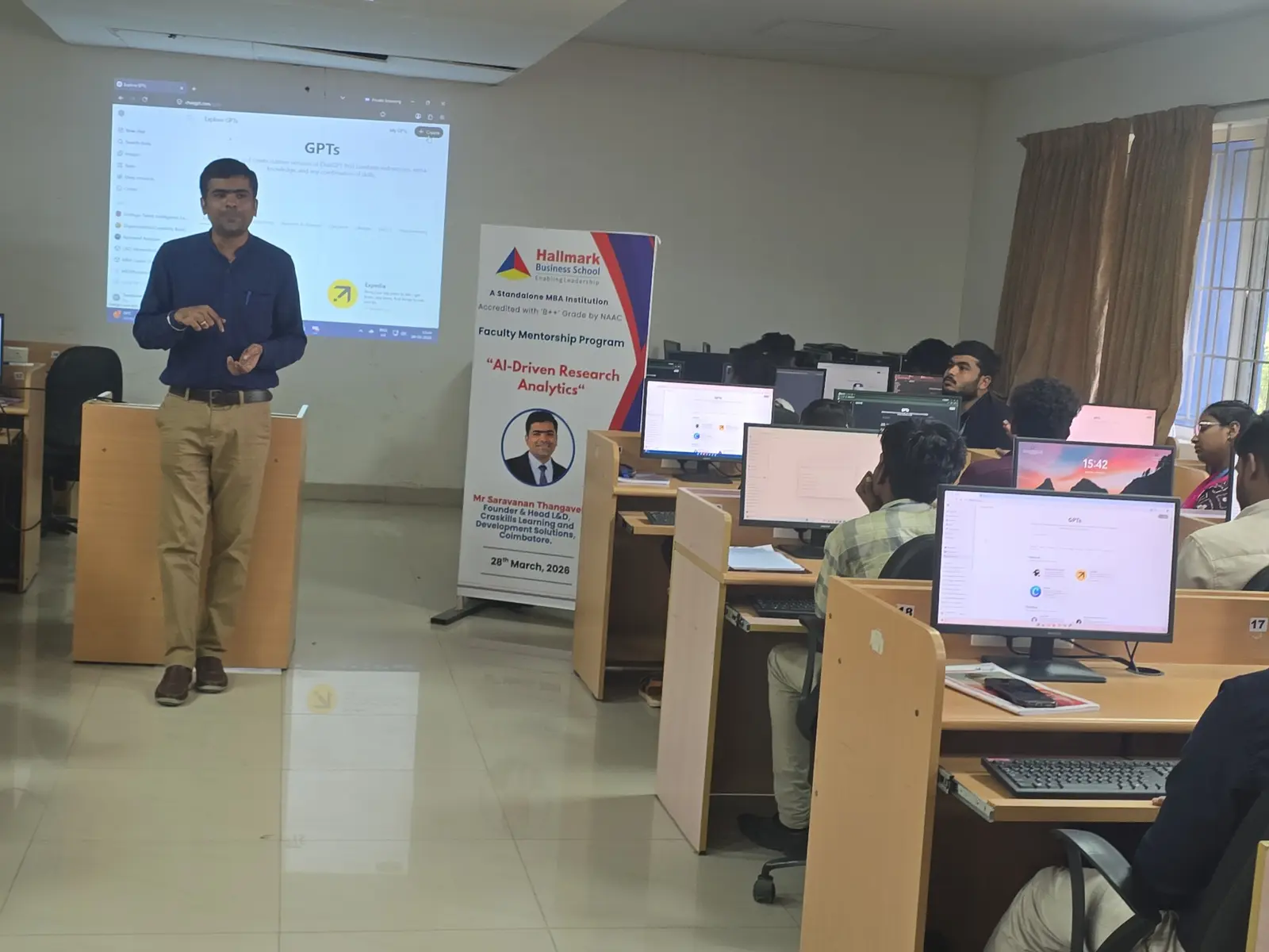 Facilitator guiding participants through an applied AI learning lab
